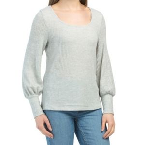 Anthropologie W5 Rib Knit Gray Square Neck New